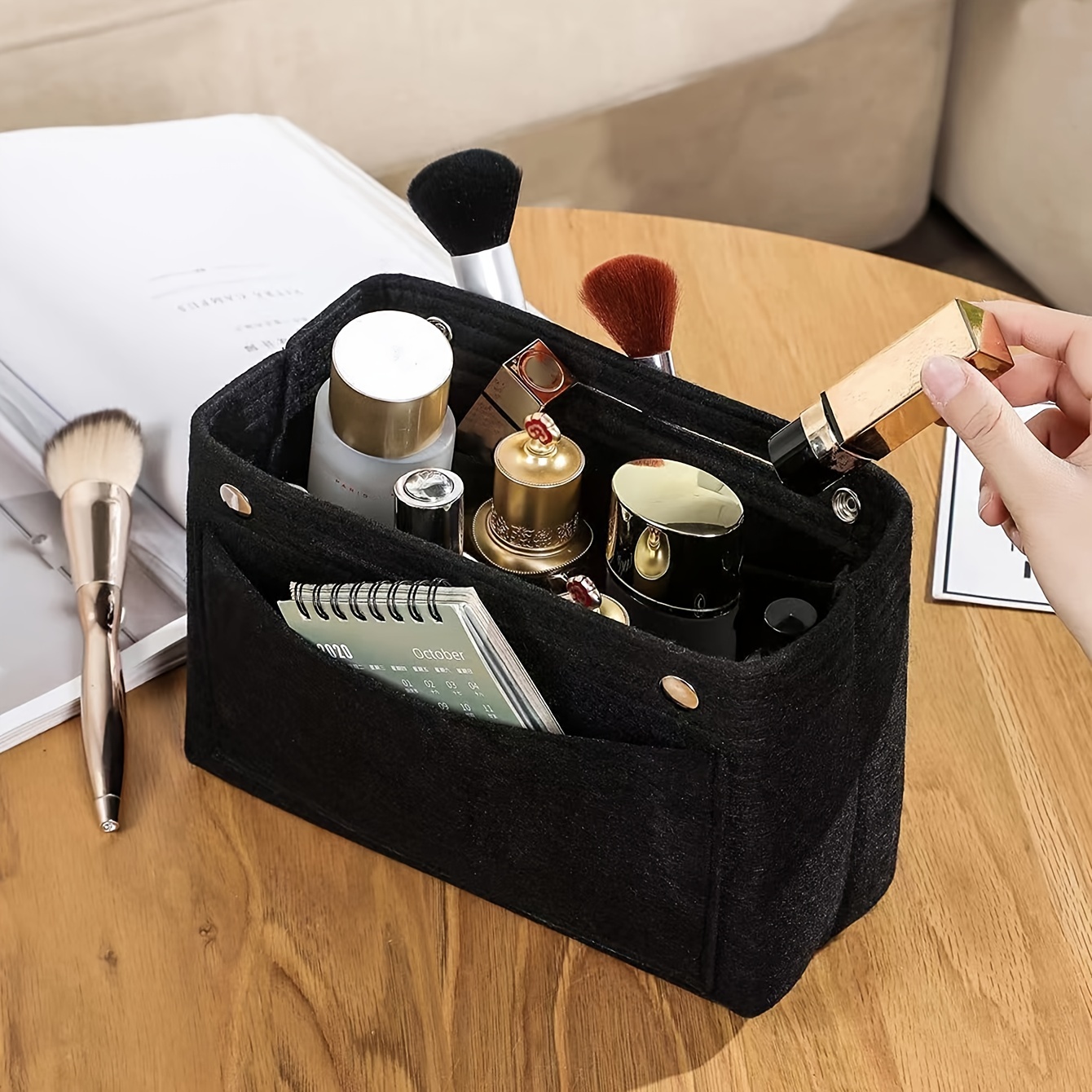 Backpack Insert Storage Bag, Travel Organizer Felt Bag Insert Cosmetic Bag  With Multi-pockets - Temu