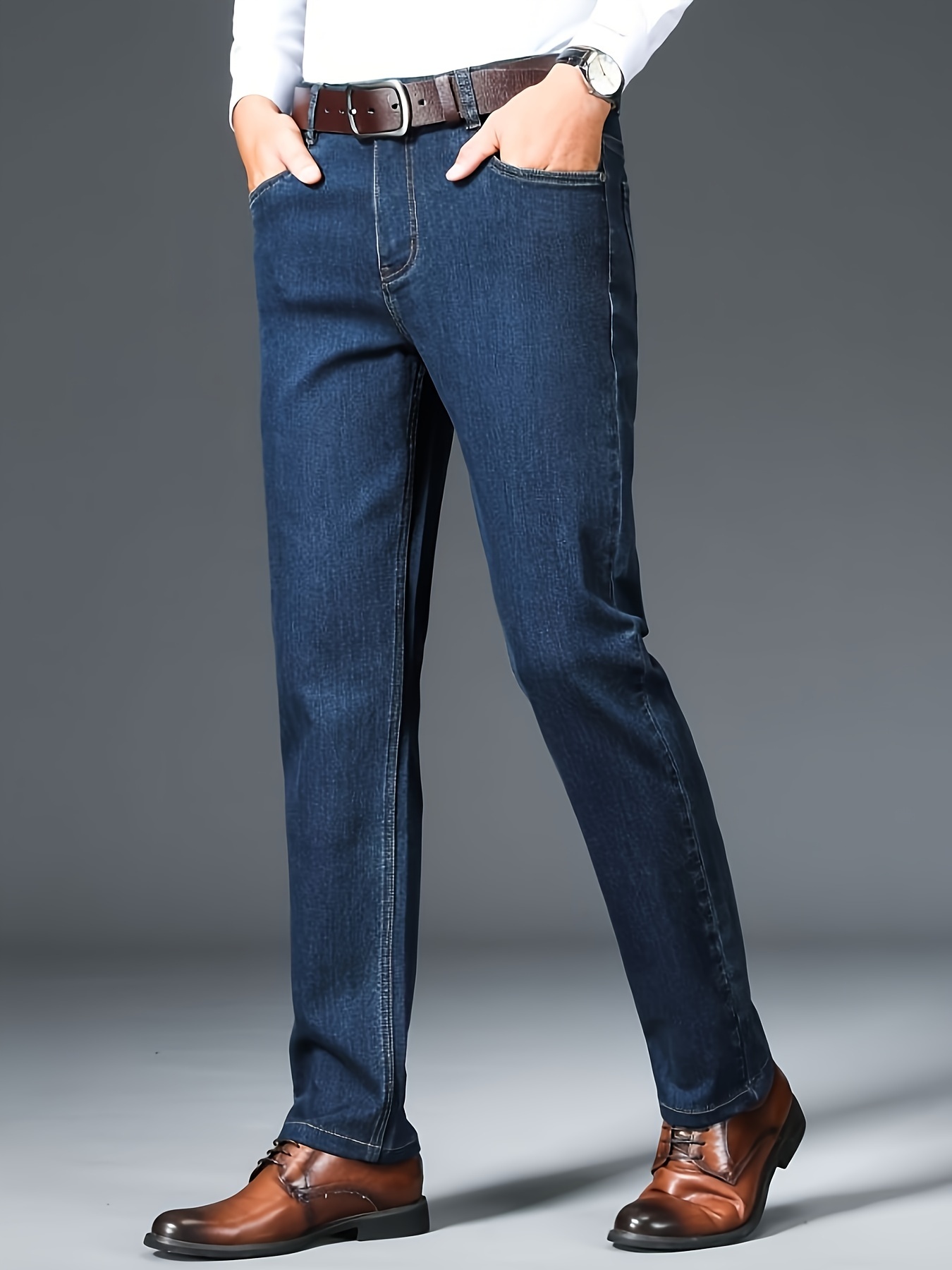 Classic Design Semi formal Jeans Men's Casual Stretch Denim - Temu