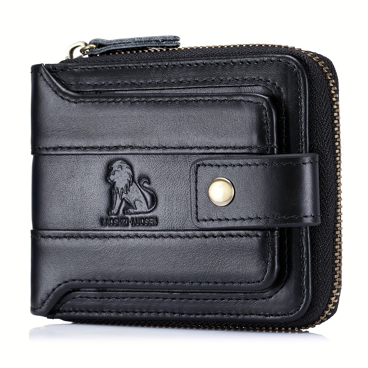 Men's Leather Rfid Blocking Wallet Large Capacity With Zipper Coin Pocket