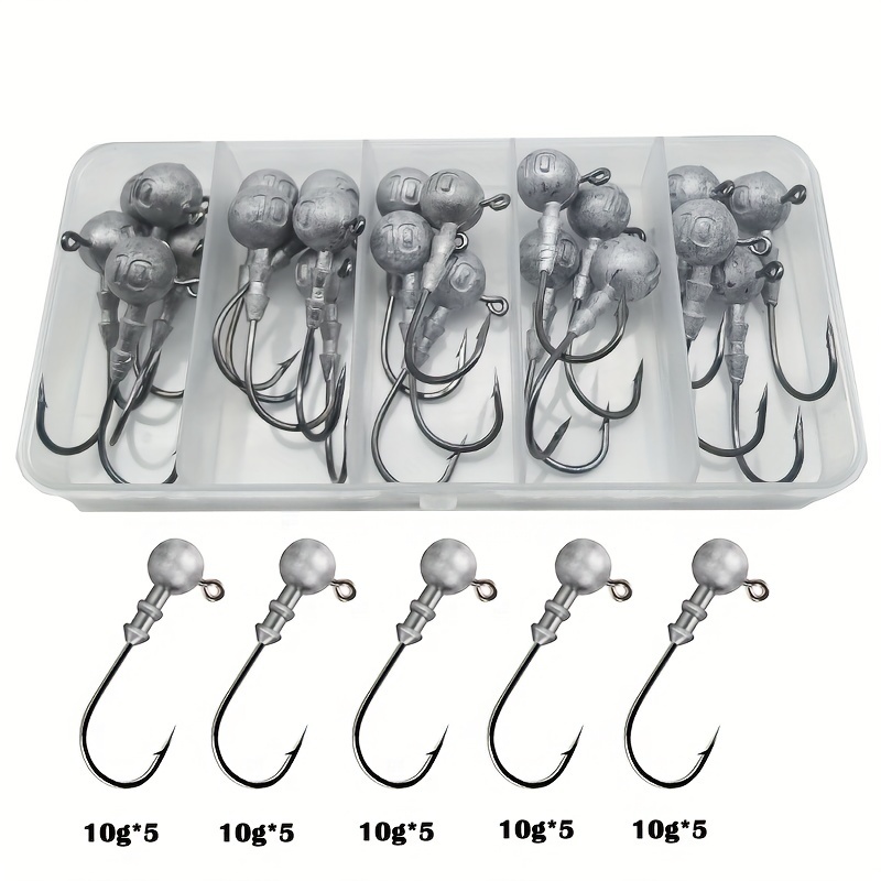 5pcs Tumbler Jig Head Fishing Hooks - Sharp Hooks for Soft Bait Fishing -  3.5g, 5g, 7g, 10g, 14g