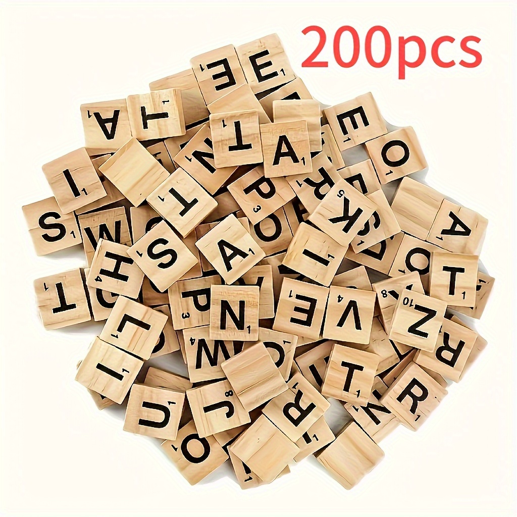 200PCS Scrabble Letters for Crafts - Wood Scrabble Tiles-Diy Wood Gift  Decoration - Making Alphabet Coasters and Scrabble Crossword Game