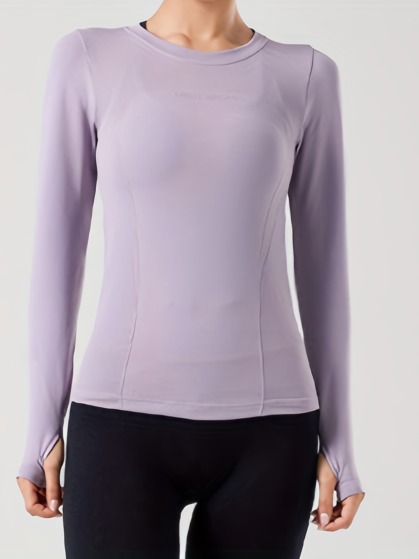Solid Color Elastic Tight Long Sleeve Soft T shirt Women's - Temu