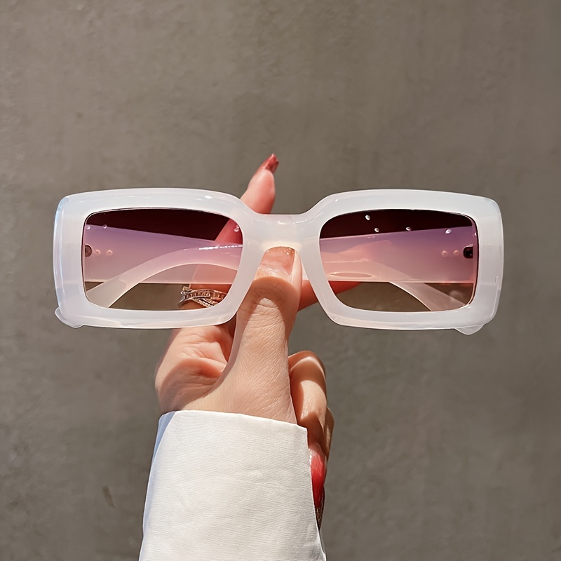 Boho Rectangle Sunglasses Gradient Candy Shades UV400 Sunscreen Glasses