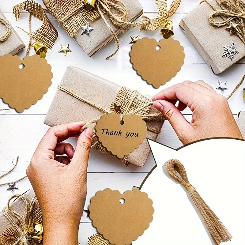 Heart Shape Kraft Paper Thank you Stickers - FiveSeasonStuff