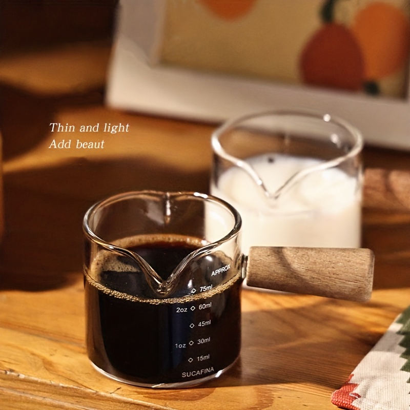 Vaso medidor, vaso medidor de vidrio, boquilla en forma de V, escala  transparente, agarre cómodo, tazas de café de vidrio de borosilicato con  tapa de