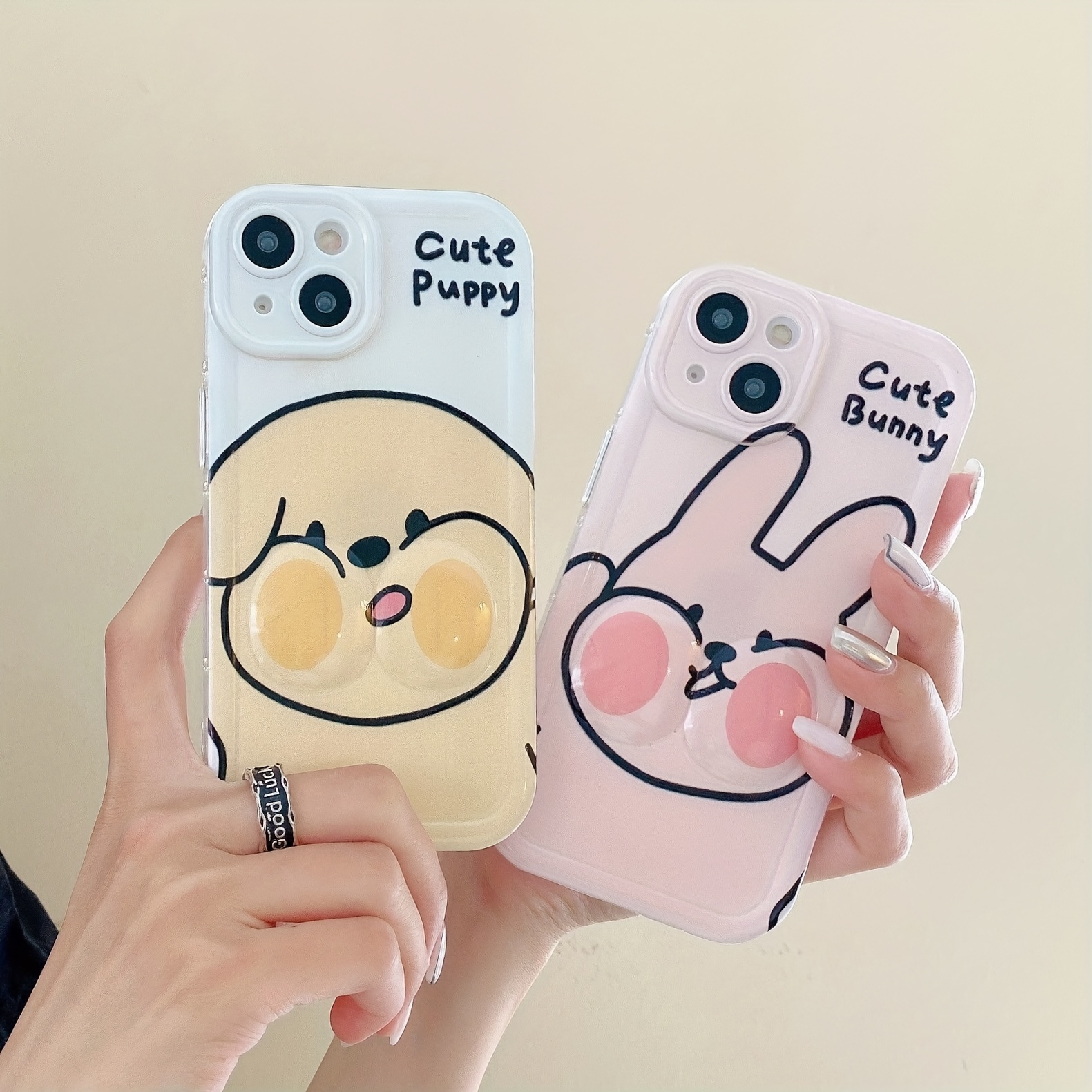 Flower Bunny Cute Bear Case For iPhone 14 Pro Max 13 12 11 X Xr Xs Max 7 8  Plus SE 2022 2020 Soft Silicone Shockproof Back Cover