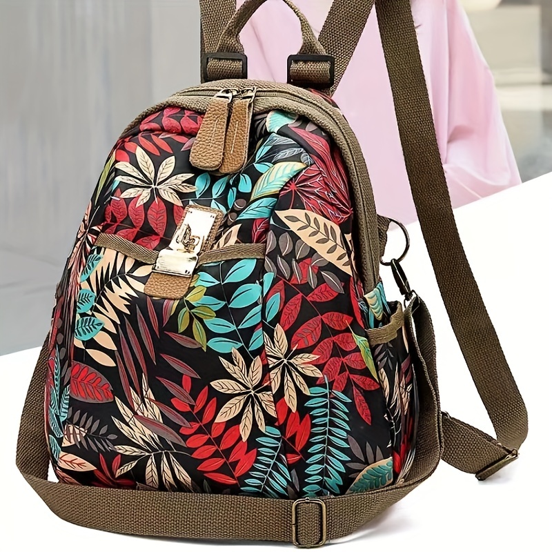 All Over Retro Pattern Backpack, Small Zipper Storage Daypack, Women's  Daily Rucksack For Work, Travel - Temu