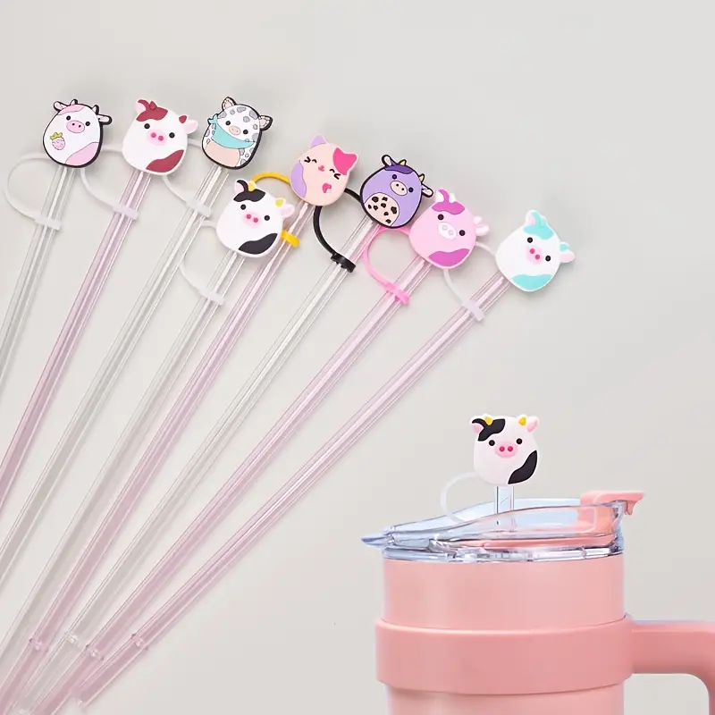 8pcs Silicone Straw Topper For Stanley 30&40 Oz, Straw Cover Cap For  Stanley, Cute Straw Cover, Carton Animal Straw Caps ForThemed Party Gifts
