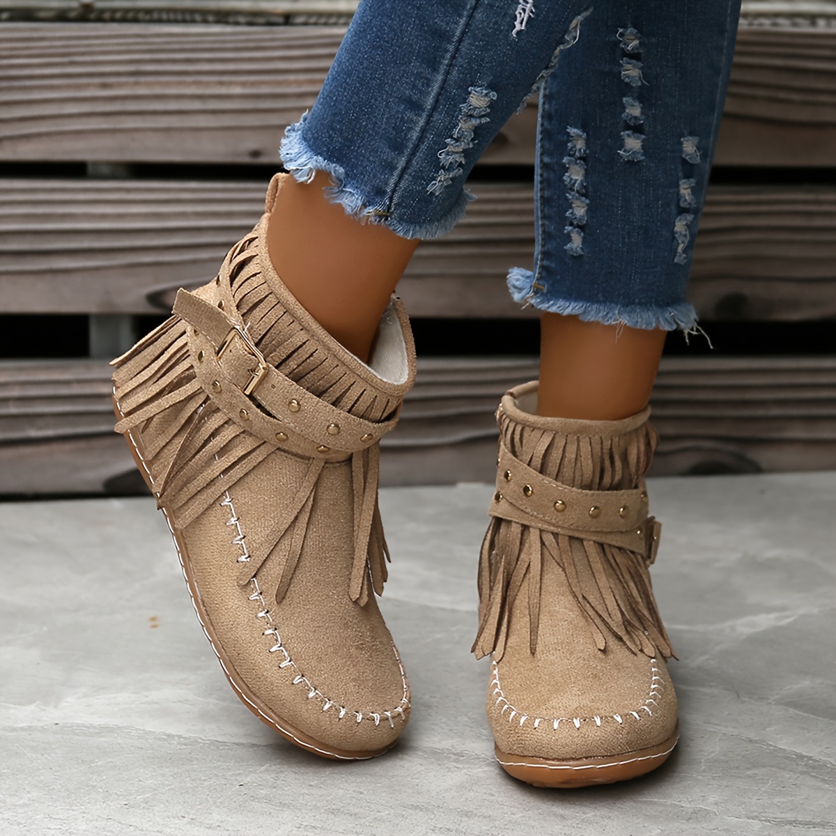 Ladies fringed deals ankle boots