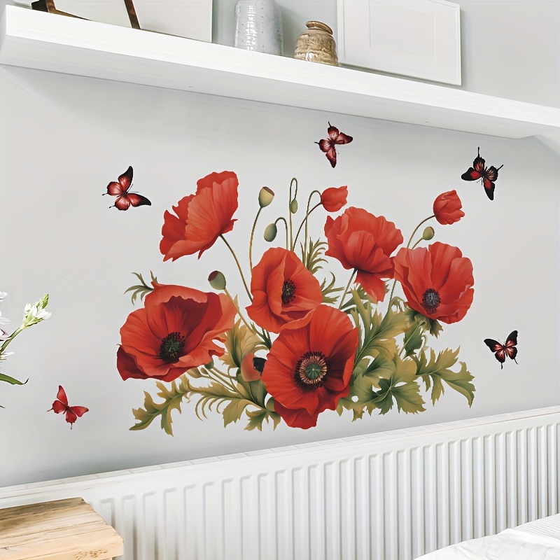 Decorazioni adesive da muro con fiori e farfalle wall stickers