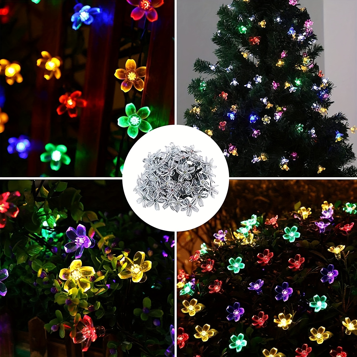 1pc 16 4ft 5m 20led solar led cherry blossoms fairy lights string waterproof outdoor lamp for christmas holiday party decoration included 2m wire halloween christmas decorations details 4