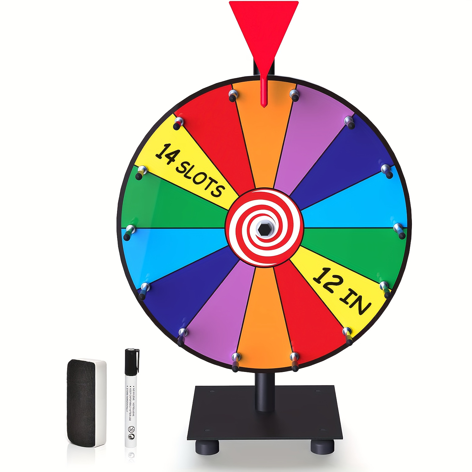 T-sign 12 inch Heavy Duty Spinning Prize Wheel - 10 Slots Color Tabletop