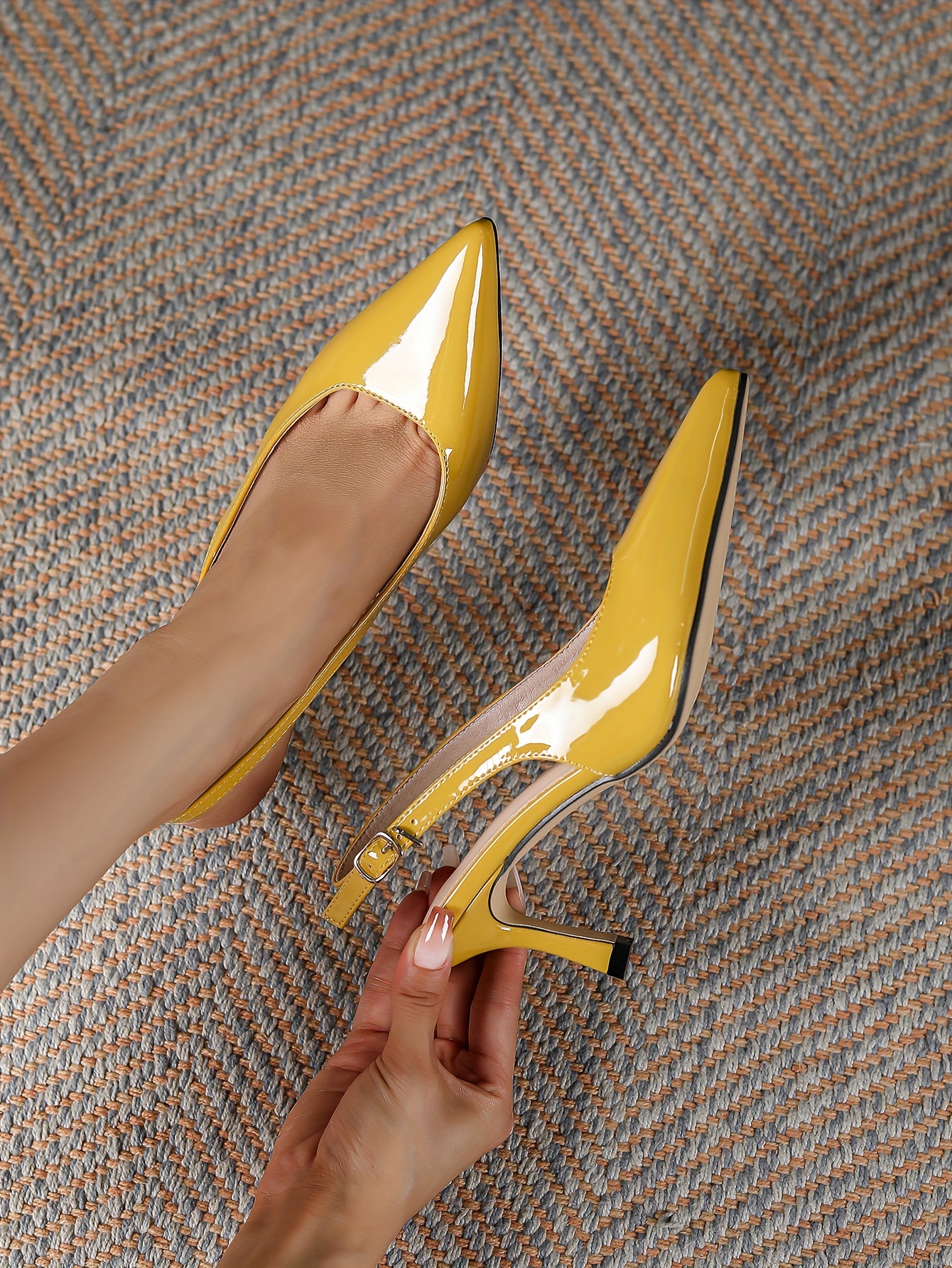 Women's Yellow Pointed Toe Stiletto Pumps High Heels