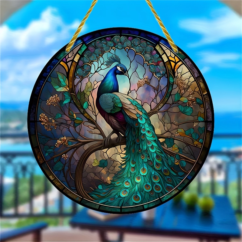 Colorful Peacock Stained Glass