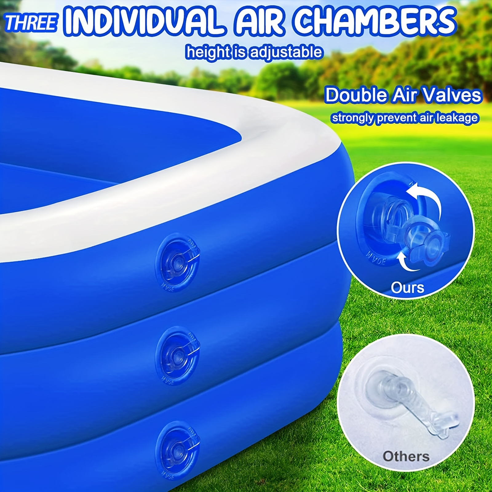 Inflatable Pool, Inflatable Swimming Pools for Kids and Adults,Backyard  Family Lounge Pool Double Bathtub 3 Layers