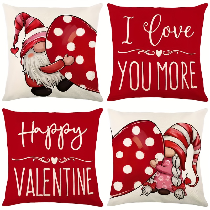 Cushion Couch Covers Valentine's Day Flax Throw Pillow Covers With