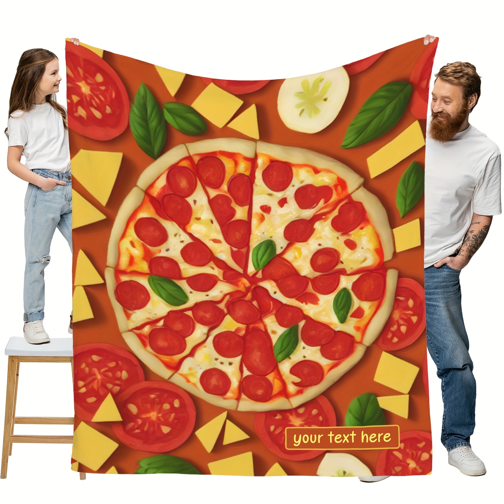 1pc Soft and Warm Pizza Print Blanket for All Seasons - Perfect for Friends  and Family, Office, Couch, Sofa, Bed, Camping, and Traveling
