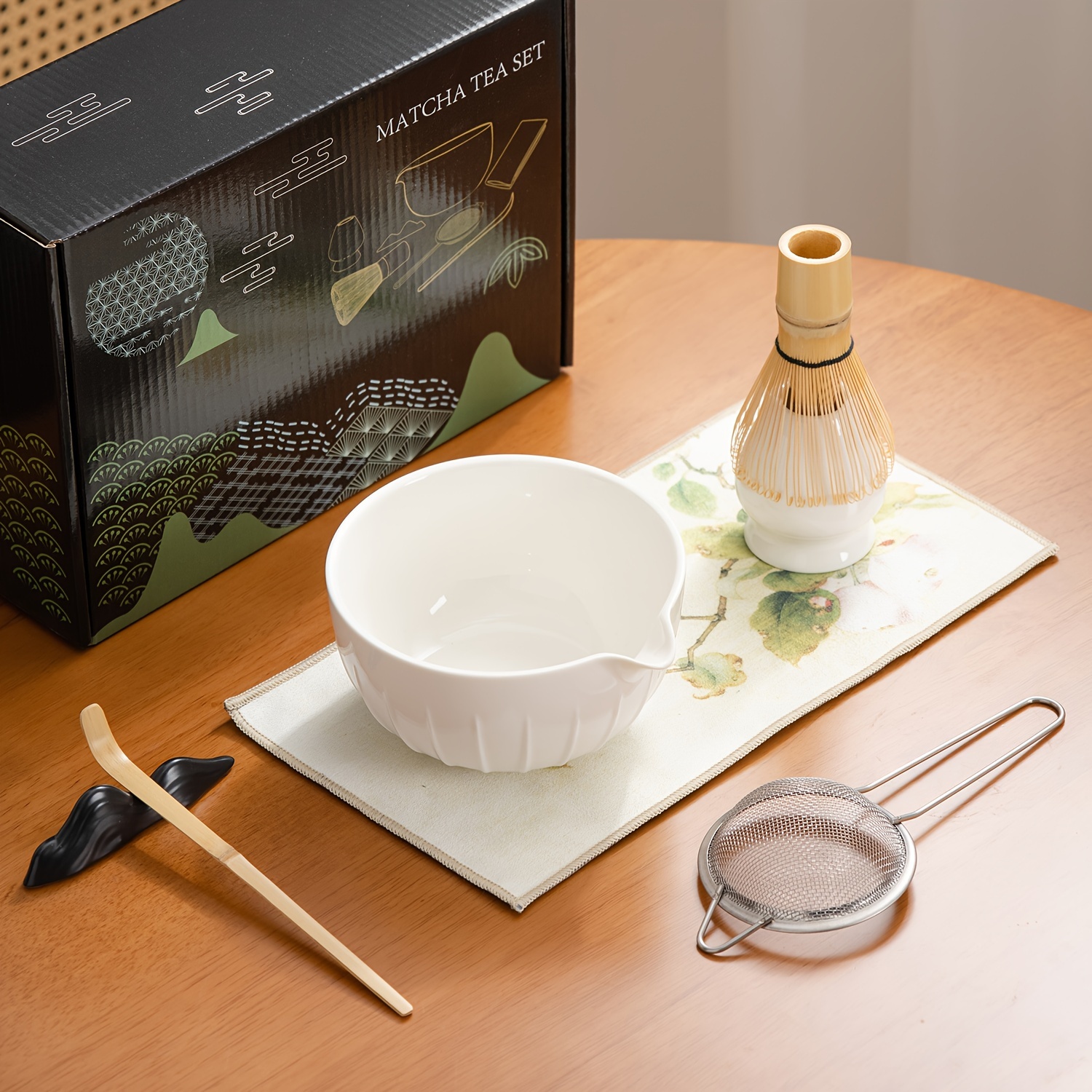 Artcome Juego de té matcha japonés, batidor de matcha, cuchara tradicional,  contenedor matcha, kit de ceremonia de matcha hecho a mano para ceremonia  de té japonés tradicional (9 piezas) : : Hogar