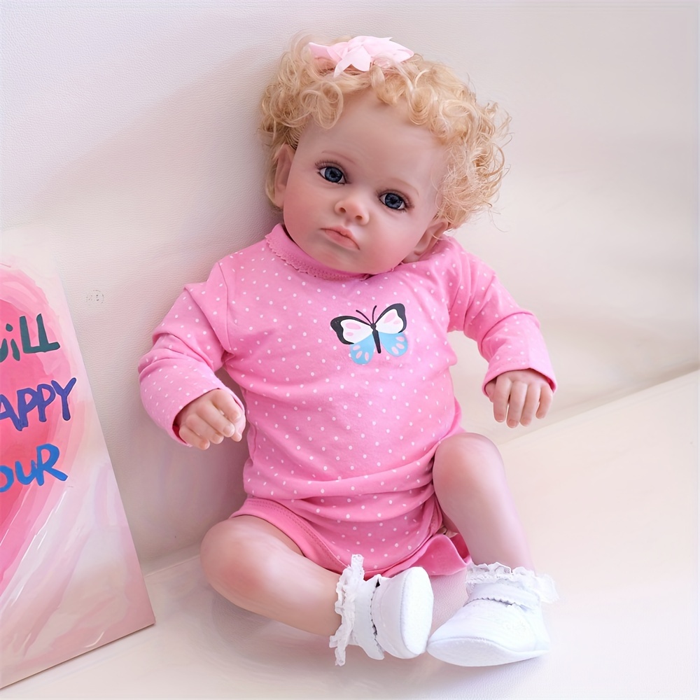 24 Inch/ 60cm Lifelike Soft Vinyl Reborn Baby Doll Adorable Toddler Baby  Fashion Girl In Romper With Hand Rooted Styled Curved Hair, Best Birthda