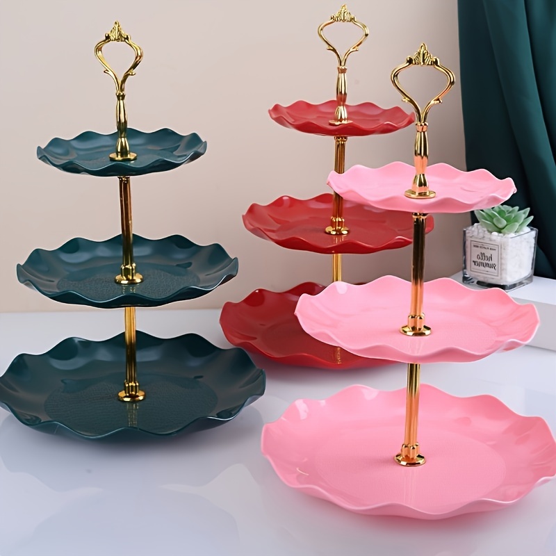 

1pc Plastic Cupcake Stand Holder, Fruit Plate, 3 Tier Tray Dessert Stands Tower - Tiered Serving Tray For Wedding | Shower | Tea Party | Birthday