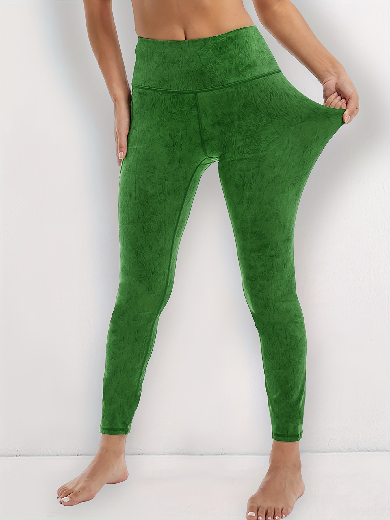 MRULIC yoga pants Women High-Waisted Skinny Leggings Sport Push Up Yoga  Pants Green + S