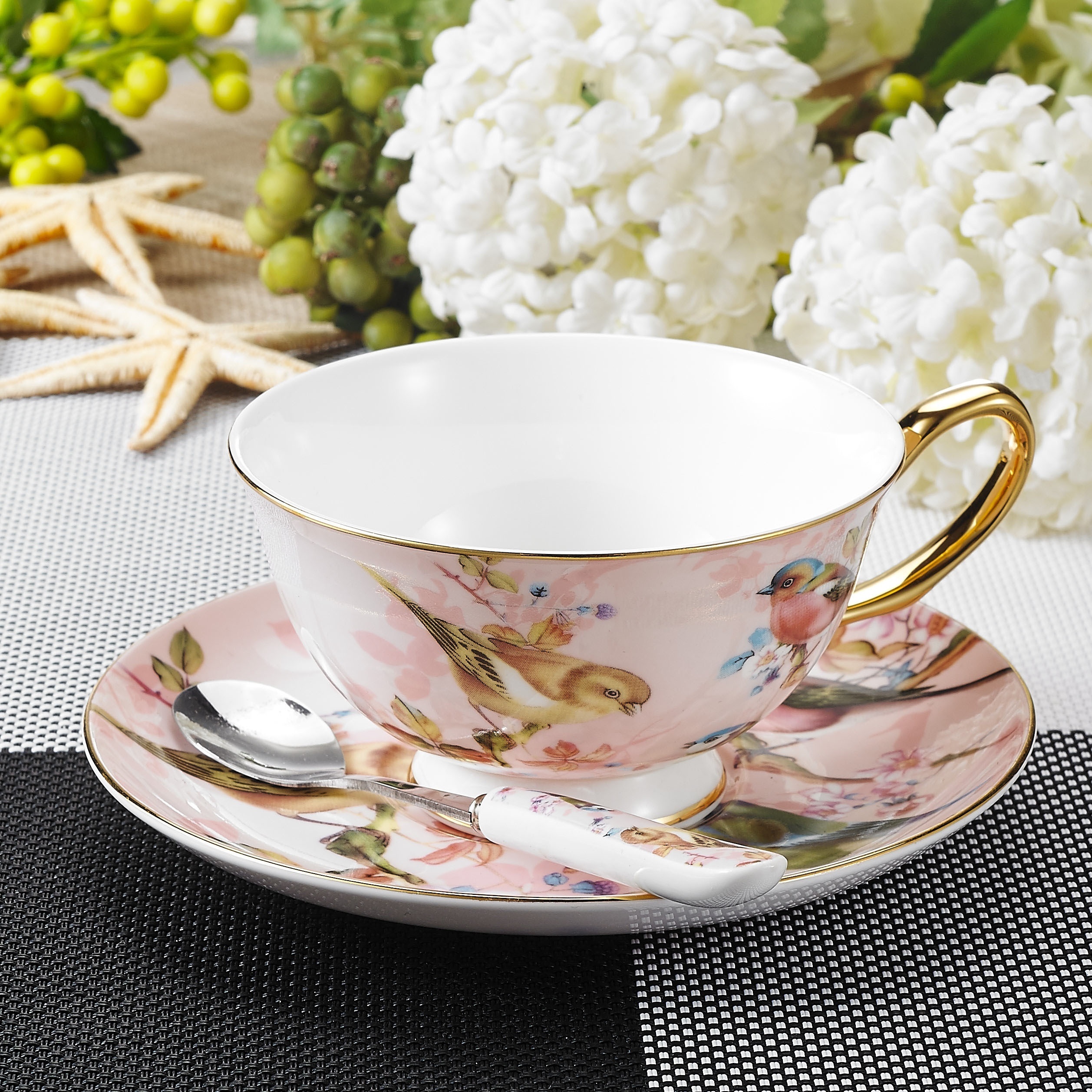 3 Piece Vintage Floral Porcelain Tea Cup Set Perfect For - Temu