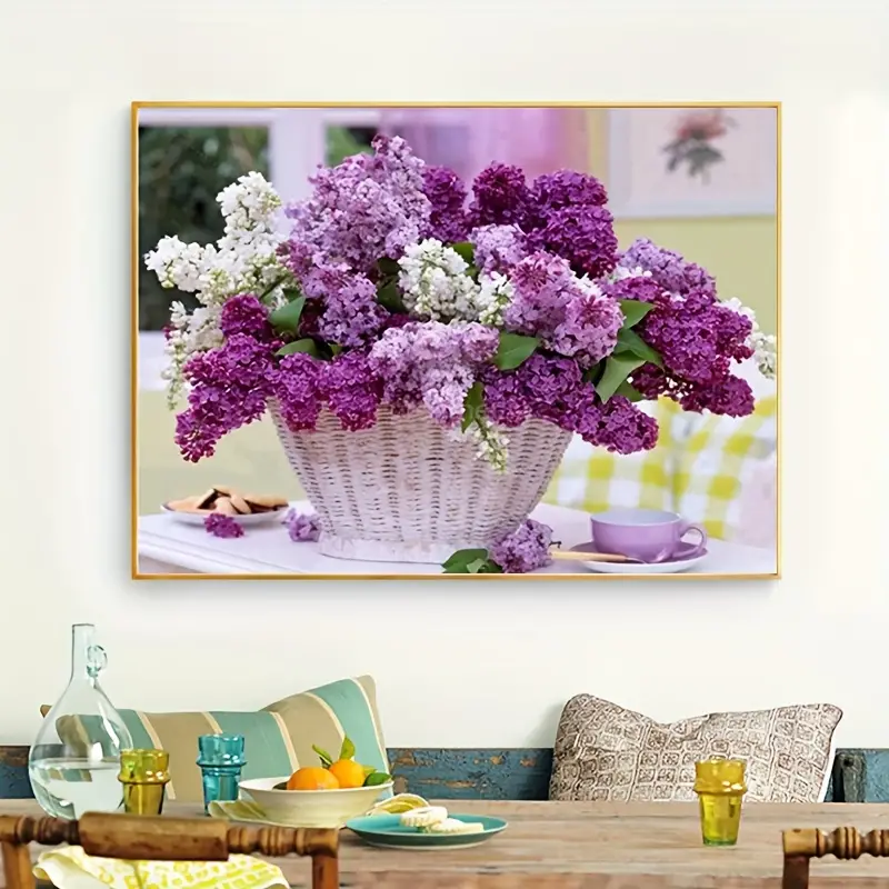 5d Diy Diamond Painting Lavender Flower Basket Full Diamond - Temu