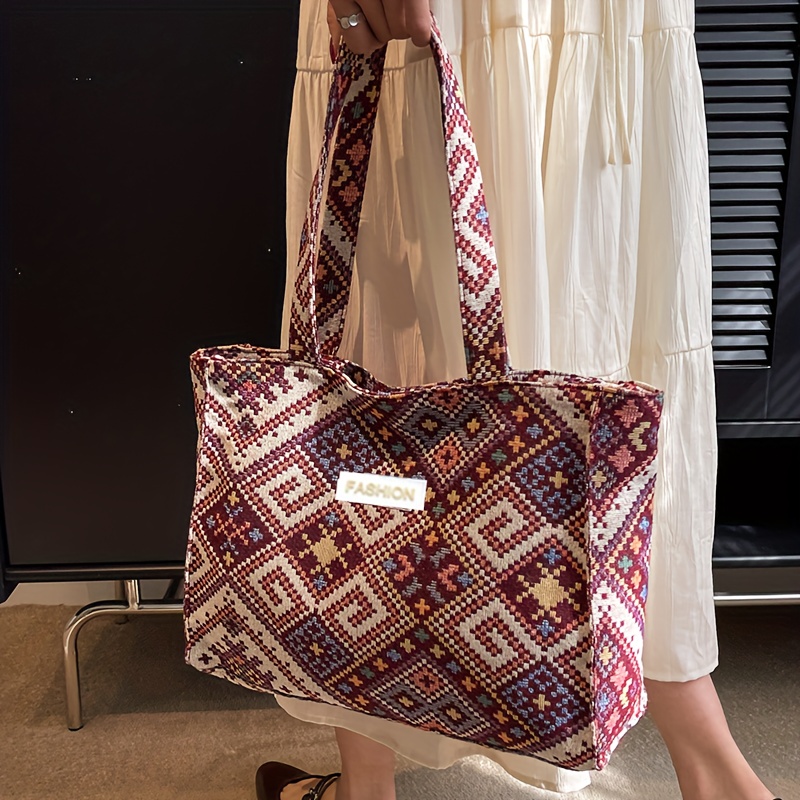 chinese ethnic style tote bag large capacity fashion cloth Temu