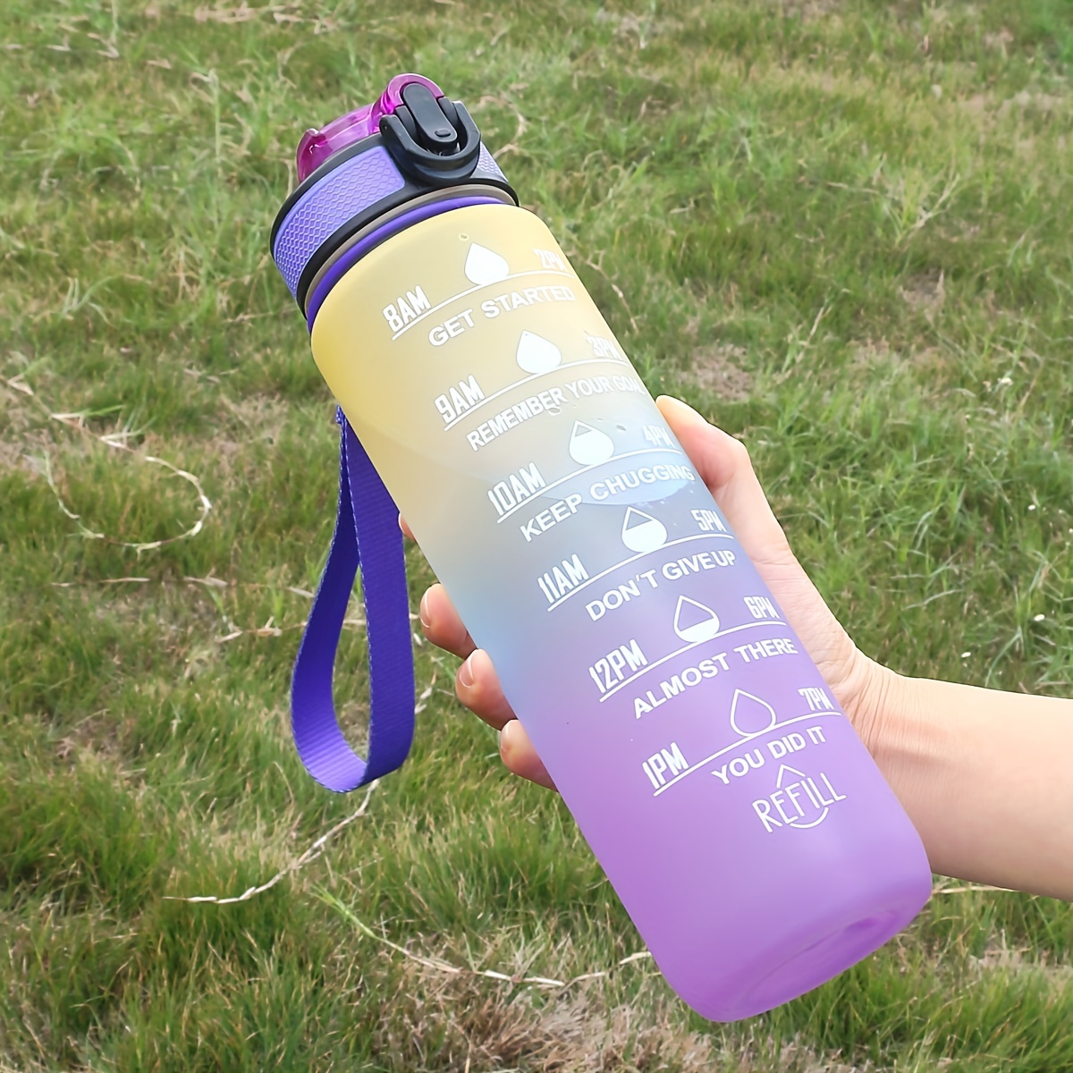 1pc 32oz About 947 2ml Water Bottle Motivational Drinking Water Bottle With Straw Leak Proof BPA Free Non Toxic For Outdoor Fitness Gym