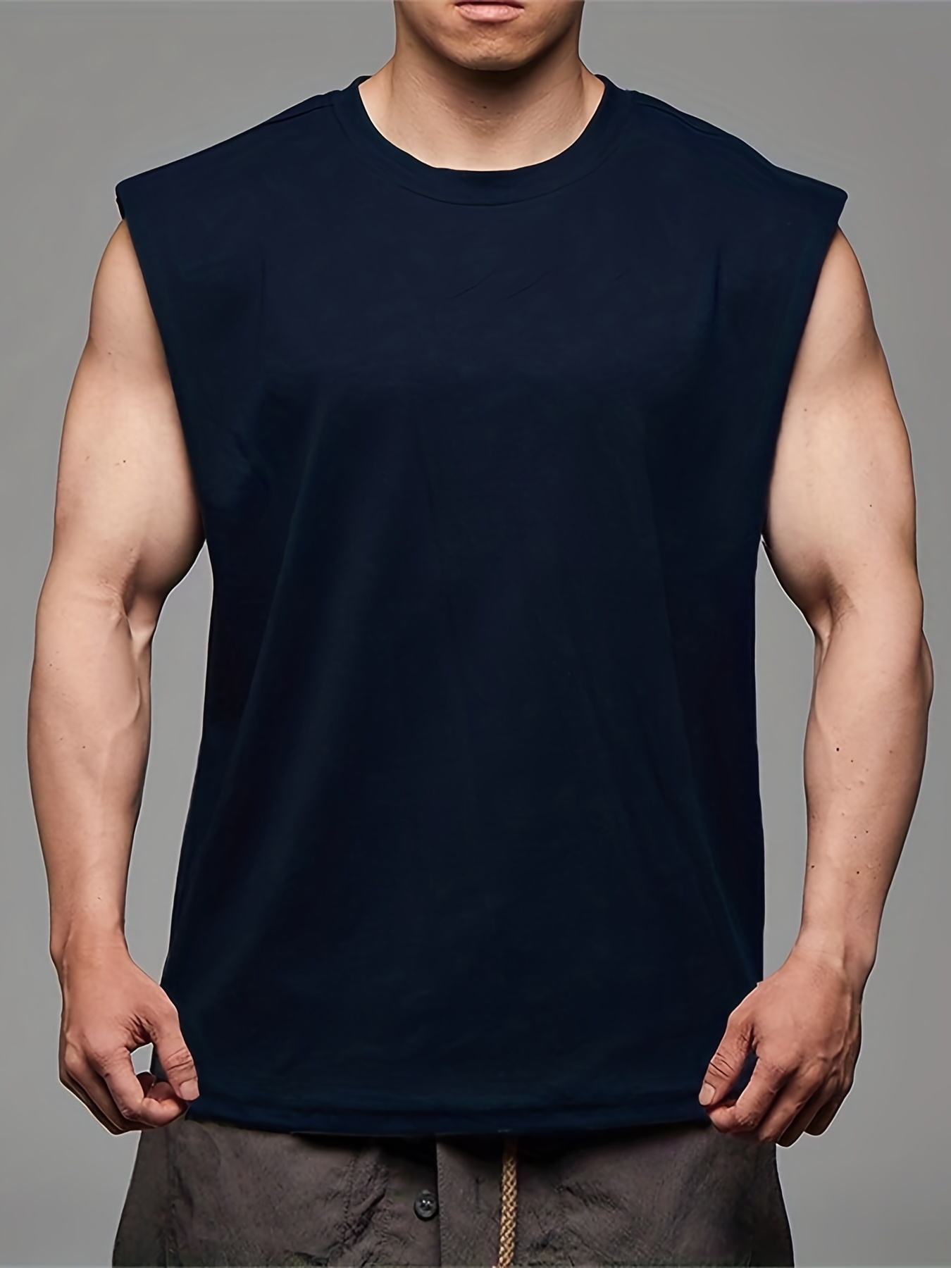 Men Tank Tops Men's Solid V Neck Tank Top Casual Breathable Sleeveless T  Shirt Blue 