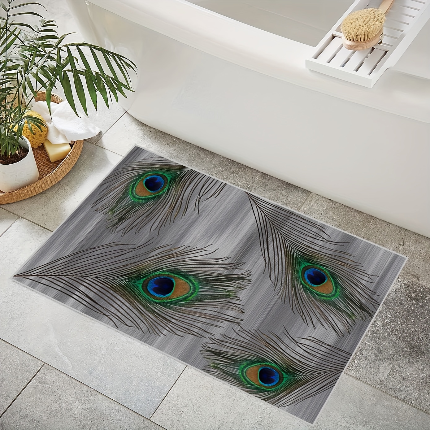 Peacock Feather Kitchen Rug Home Decoration Door Mat Entrance
