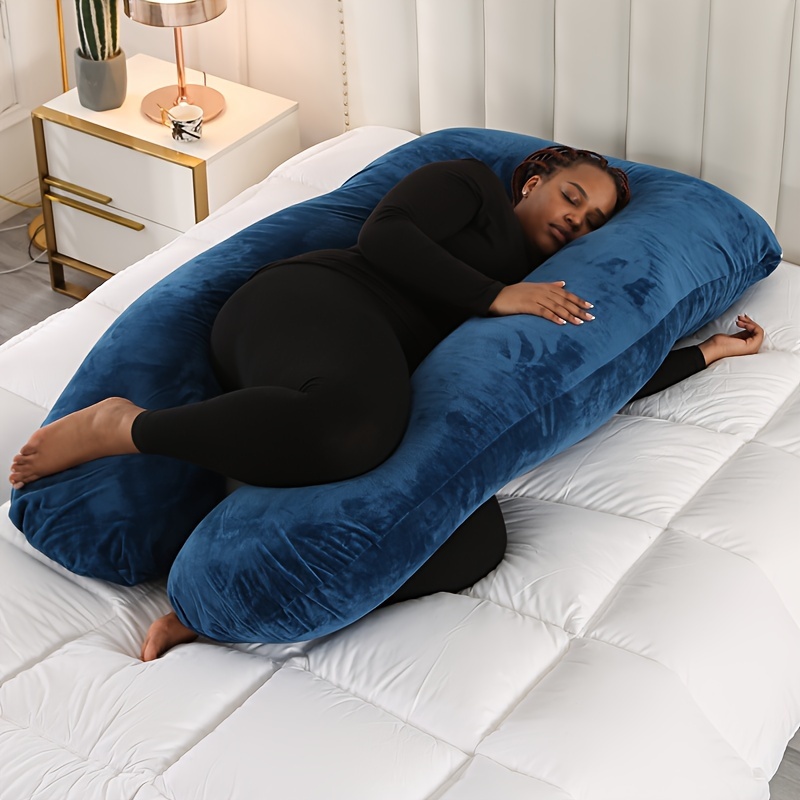 Almohada de maternidad en forma de U Almohada para dormir embarazada  Almohada de apoyo de cintura con correa desmontable y ajustable