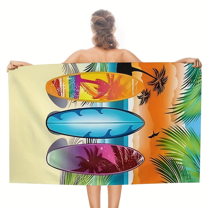 Surfboard Pattern Microfiber Beach Towel Quick Drying Temu New Zealand