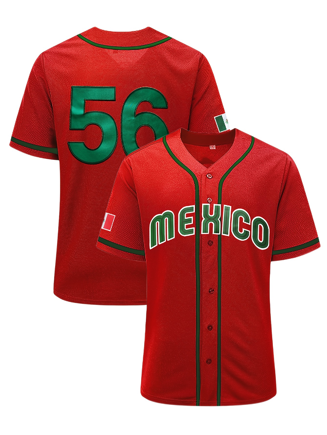 Men's Mexico #7 Baseball Jersey, Retro Classic Baseball Shirt, Breathable Embroidery Button Up Sports Uniform for Training Competition,Temu