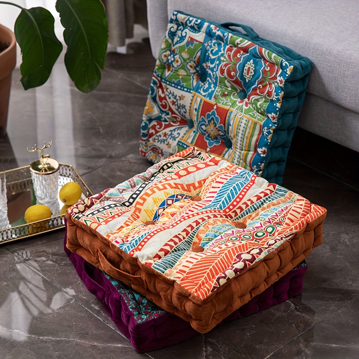 Bohemian Style Thick Floor Pillow Cushion Vintage Moroccan - Temu