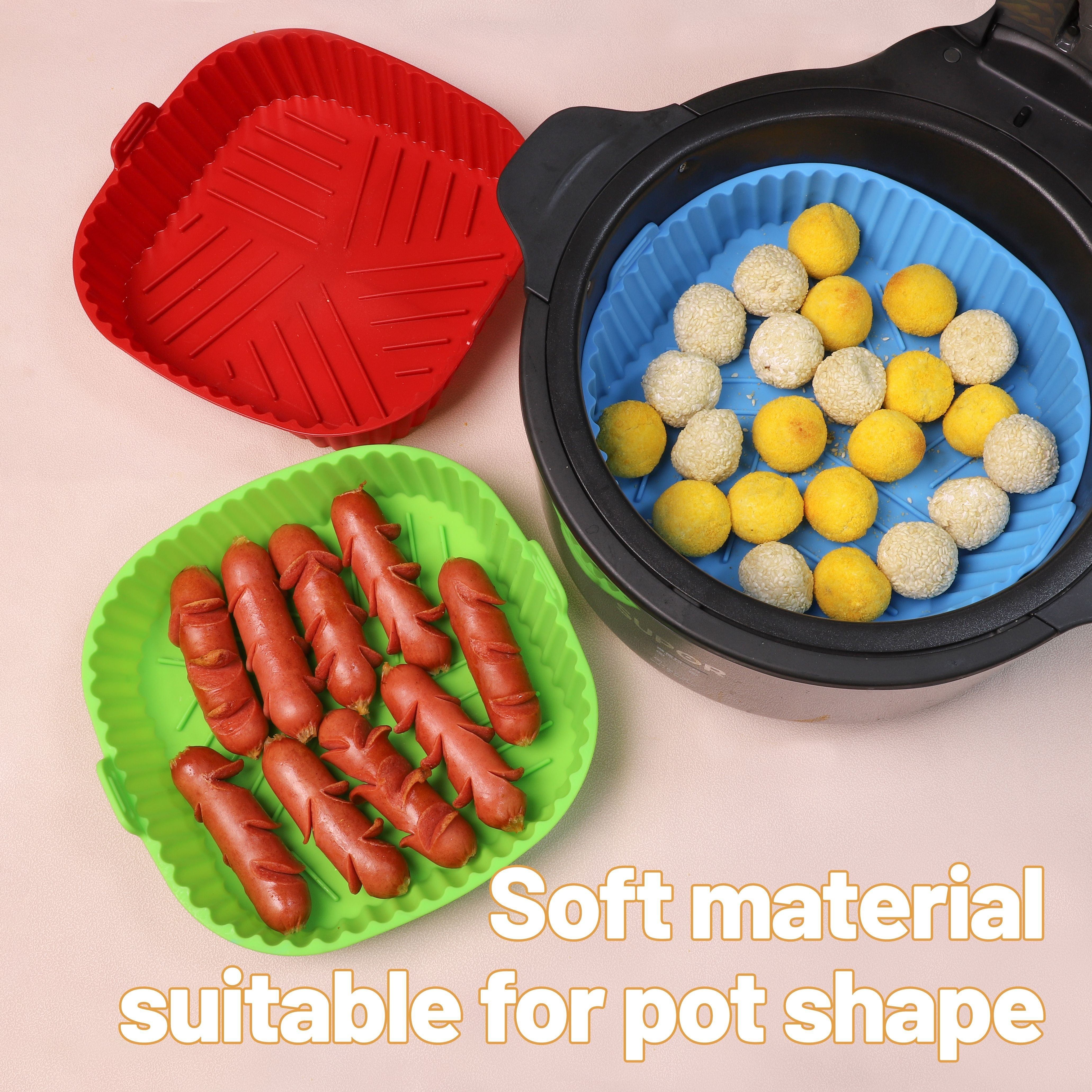 Square Air Fryer Liners Silicone, 8 IN 4 to 7 QT Food Grade Reusable Heat  Resistant Silicone Air fryer Bowls Inserts Baskets Pots Accessories for