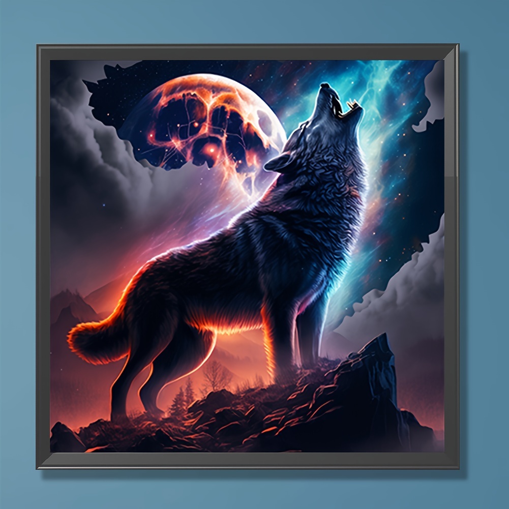 Diy 5d Diamond Painting Set Creative Sky Wolf Beginner - Temu