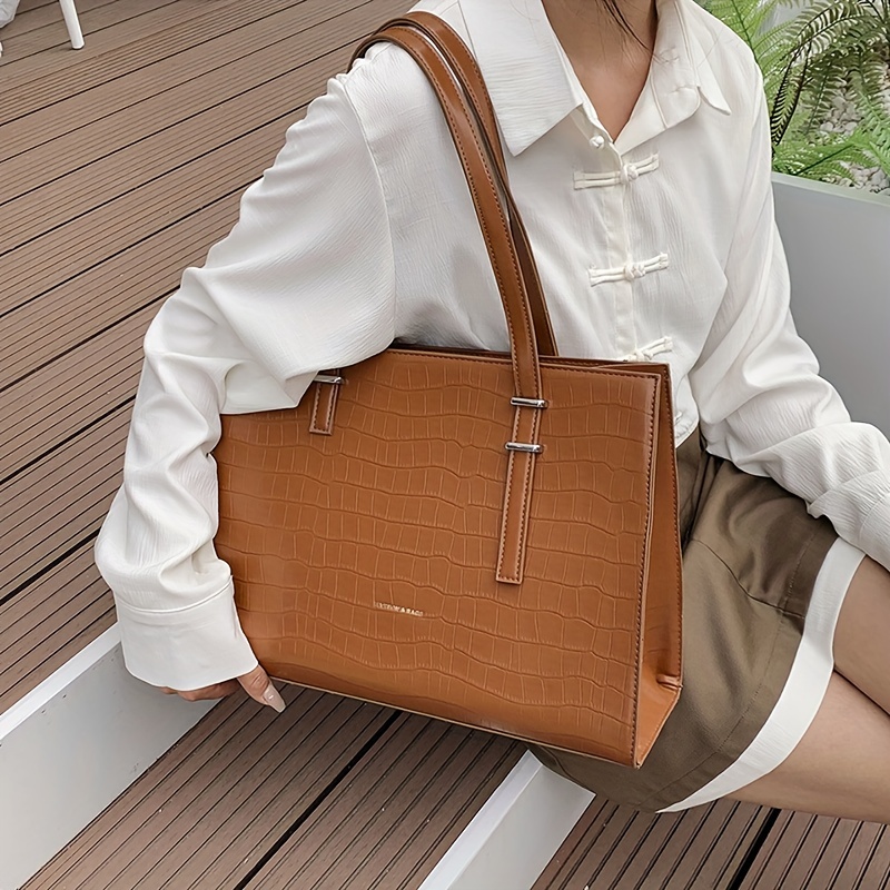 Crocodile Leather Tote for Women Shoulder Bags Handbags Office