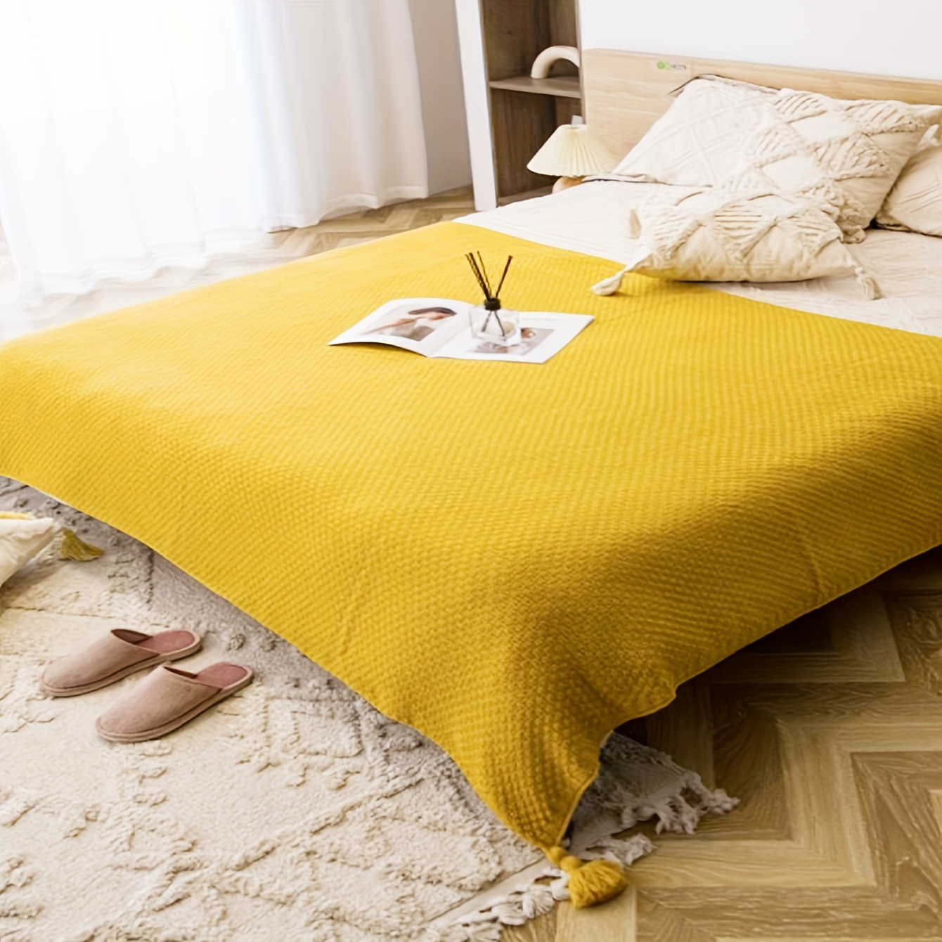 1pc Solide Farbe Quaste Gestrickte Wurfdecke Sofa Decke - Temu Germany