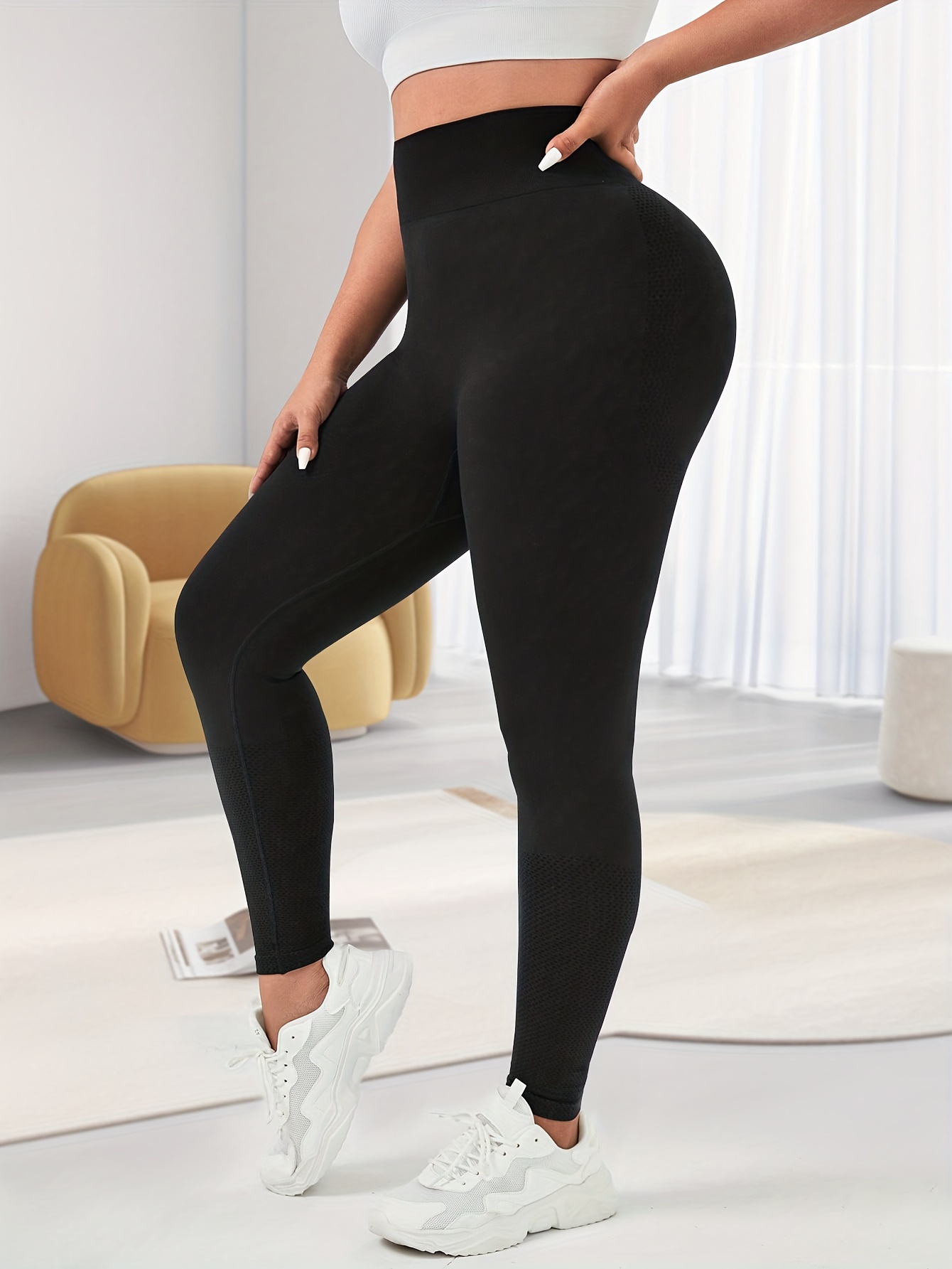 High Waist Solid Black Women Leggings Yoga Pants Tummy Control