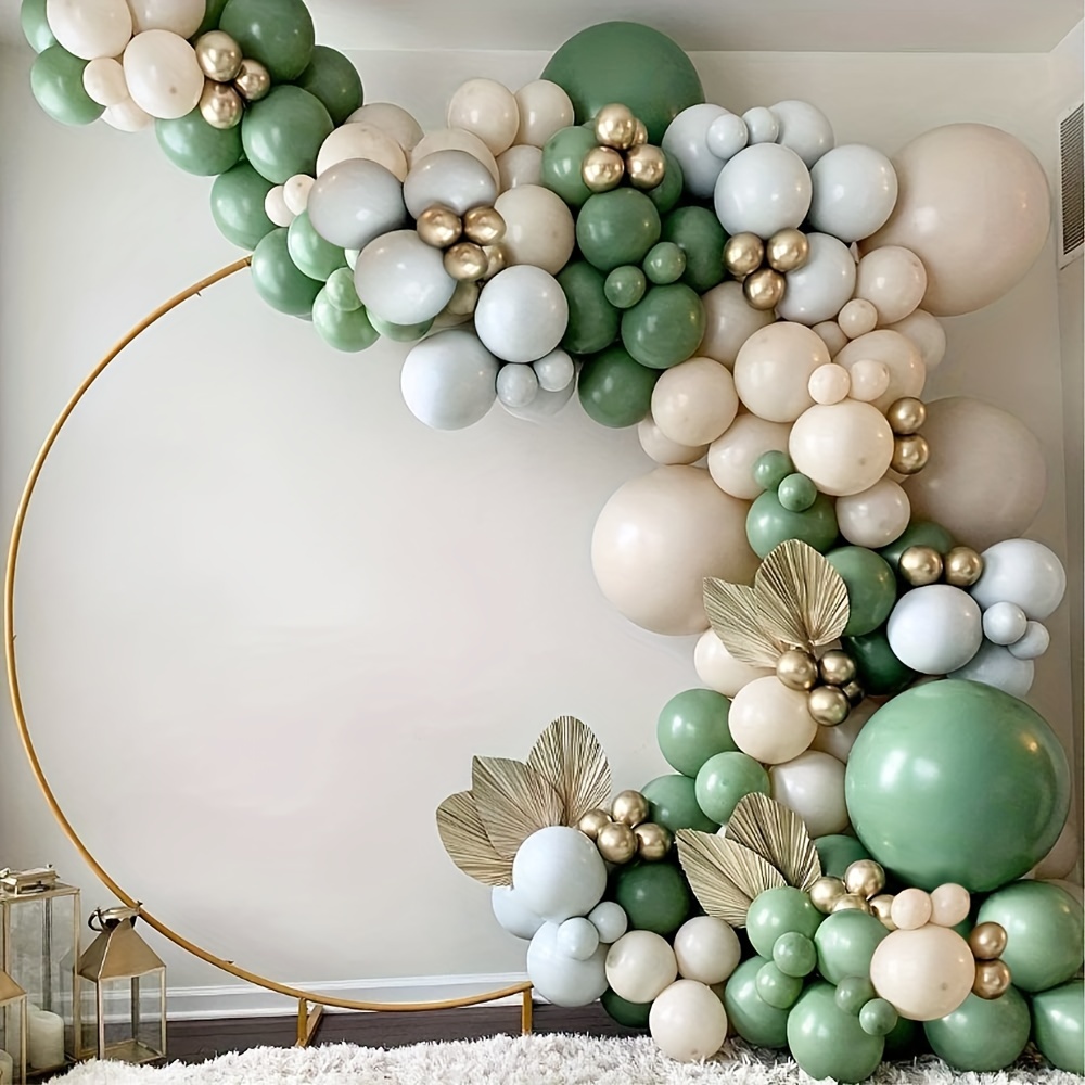 Globos de fiesta de látex verde y blanco – 50 globos de confeti de 12  pulgadas de color blanco y dorado para fiestas temáticas de selva