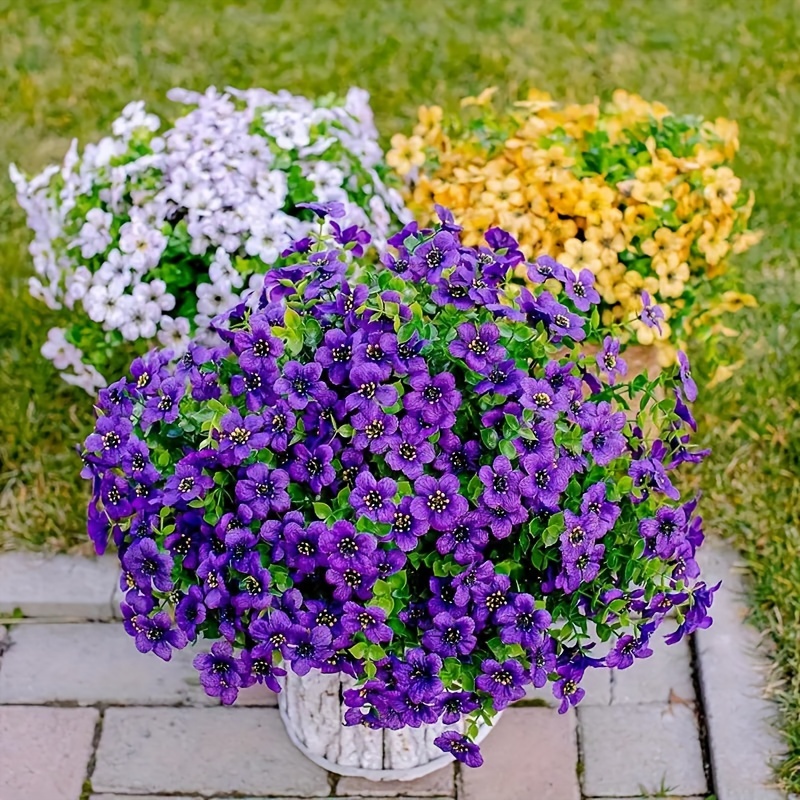 3 Bundles Artificial Flowers Outdoor Uv Resistant Plant - Temu