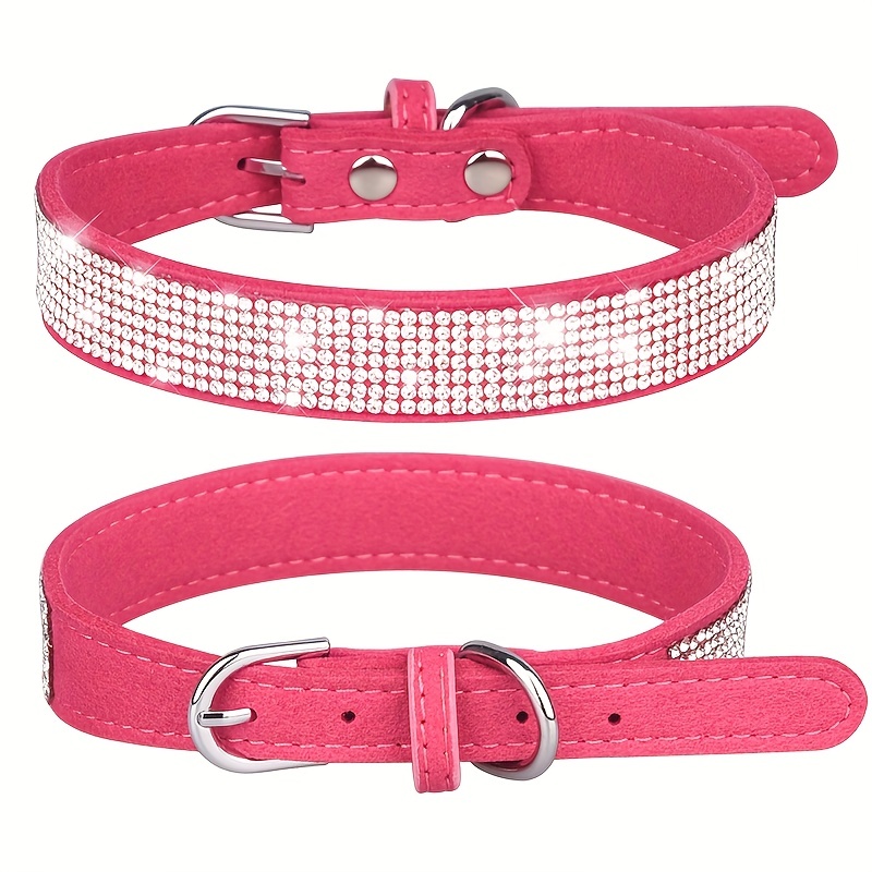 Pink jeweled 2024 dog collar