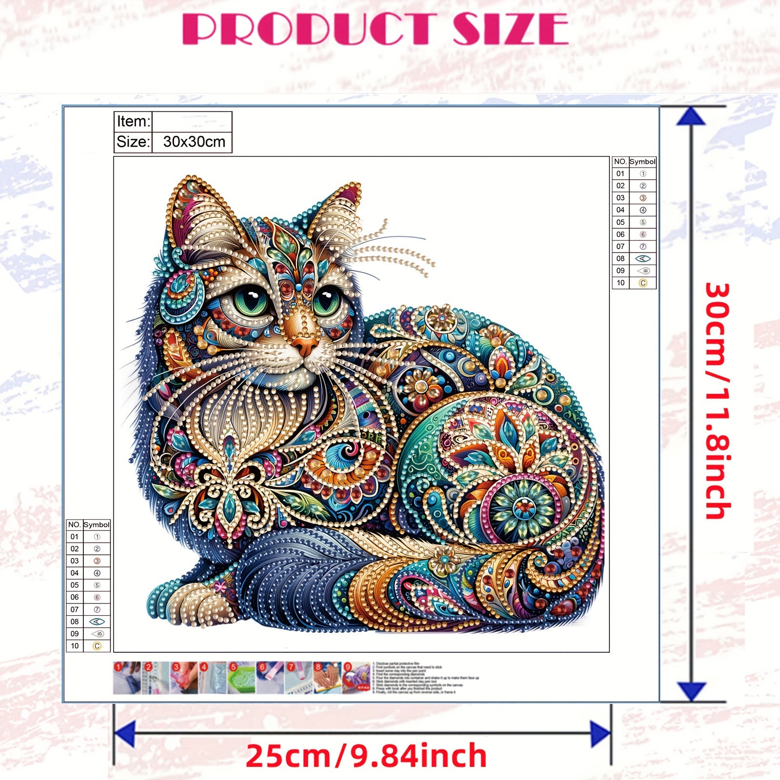 Cat Pattern Diamond Painting Kit Diy 5d Special Shape - Temu