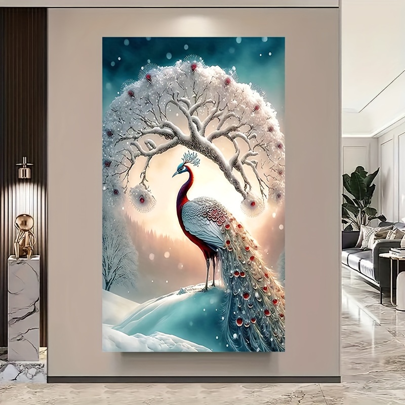 5d Large Diamond Painting Kits Peacock Diamond Painting Kits - Temu