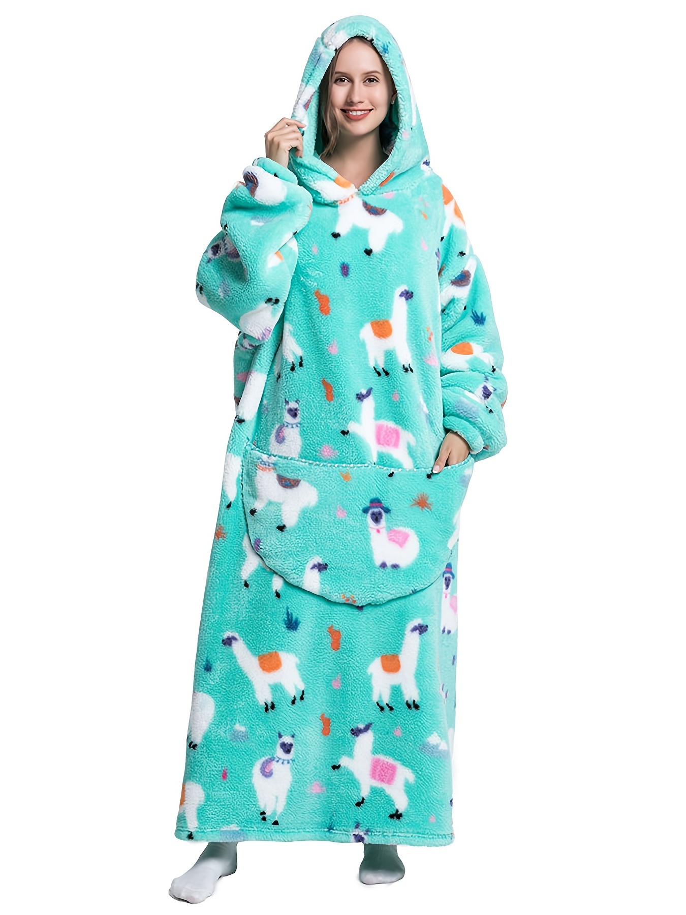 Plus Size Flannel Blanket Hooded Fluffy Nightgowns Women's - Temu