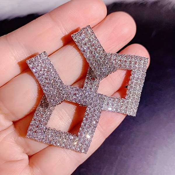 10 pairs lot shiny zircon decor dangle earrings simple luxury style zinc alloy jewelry gift for friends details 4