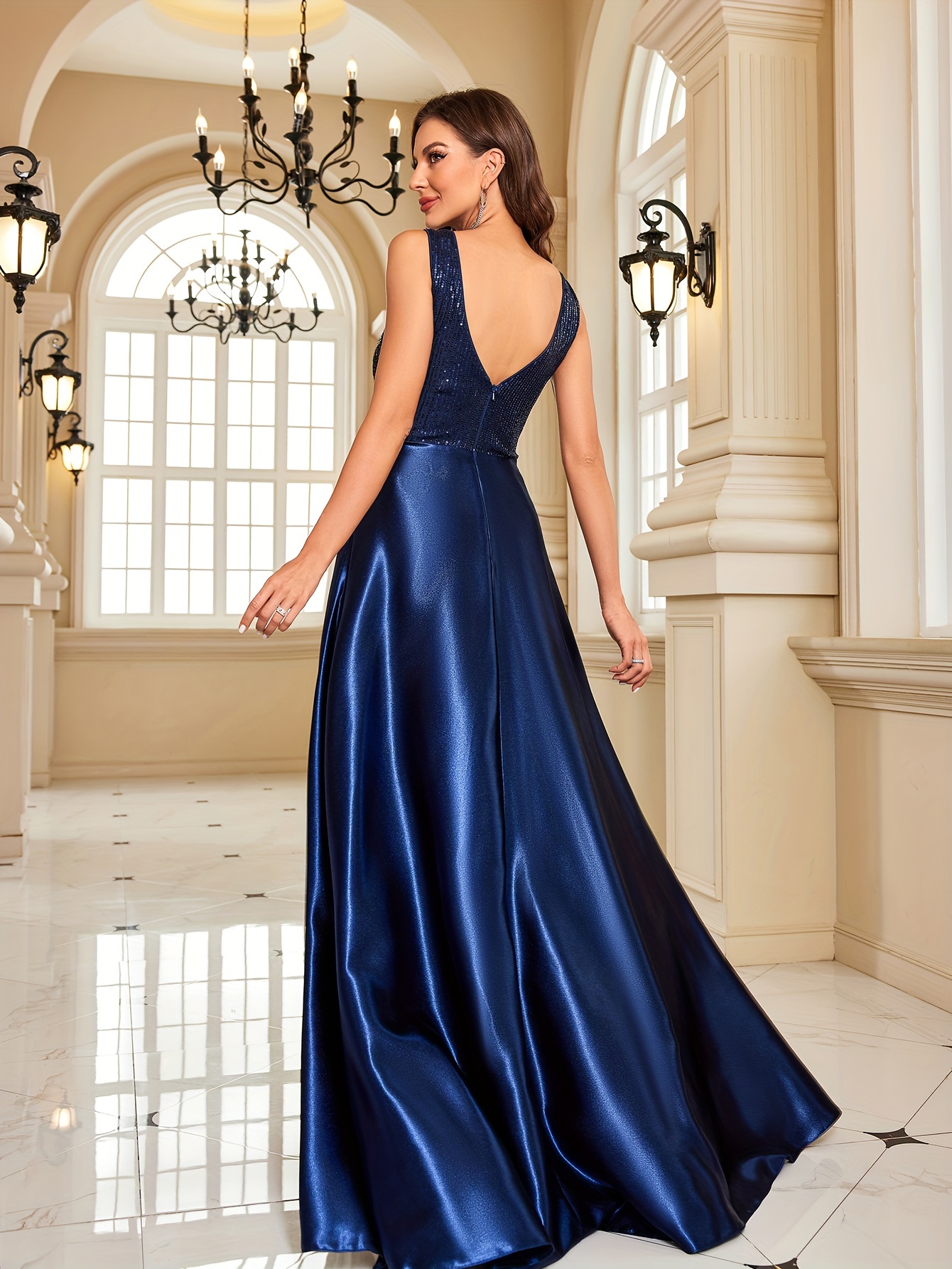 Navy blue floor length bridesmaid clearance dresses