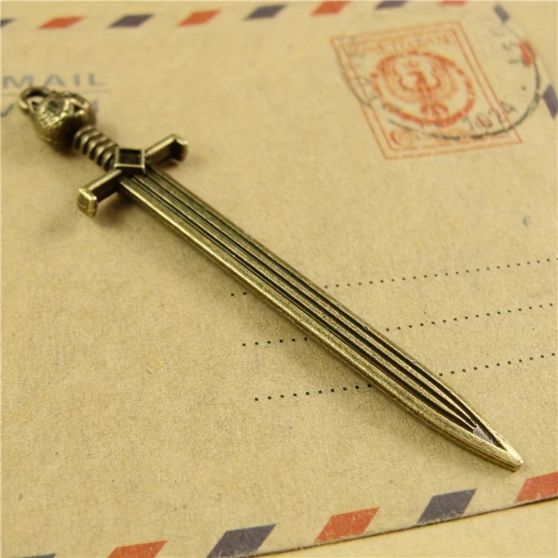 20pcs Alloy Sword Pendant Leopard Head Handle DIY Jewelry Making