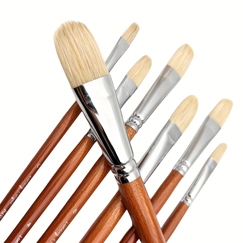9Pcs White Bristles Long Handle Fan Paint Brushes